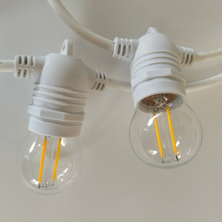 G45 Clear Bulb White Cable | 10m 10 Bulbs | Flush Mount Festoon Lights