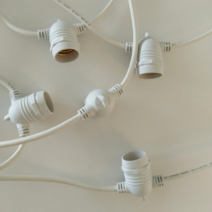 G45 Clear Bulb White Cable | 10m 10 Bulbs | Flush Mount Festoon Lights