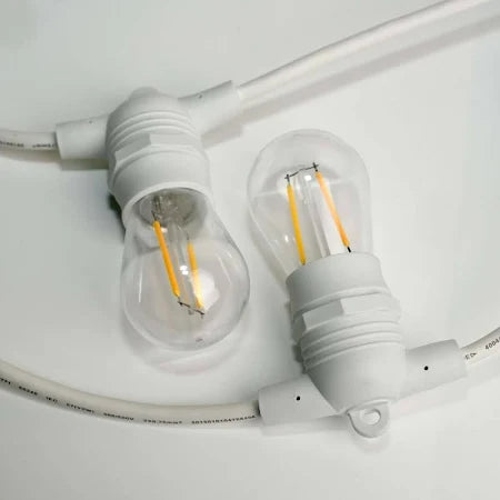 10m White Festoon Light String|  10 Lamp Bases | Flush Mount