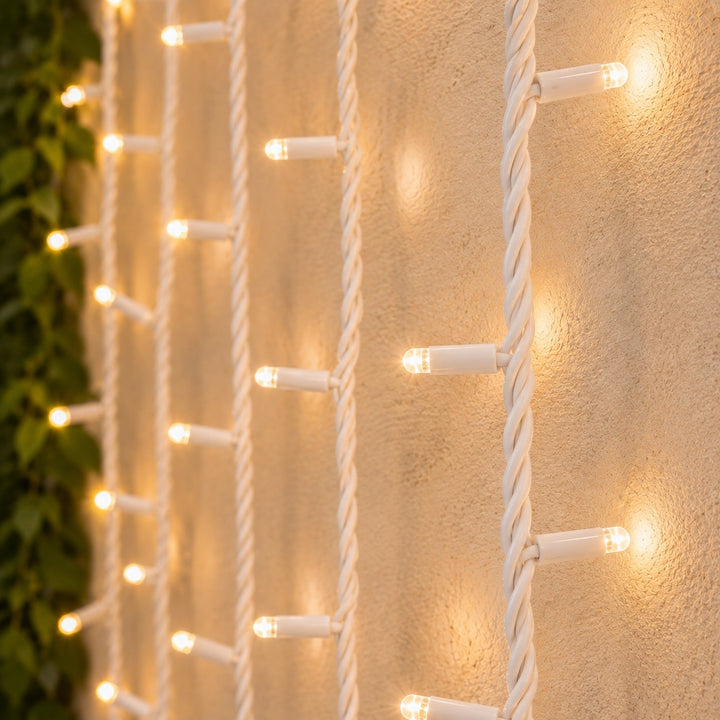 Outdoor Curtain Fairy Lights | 3m x 3m White Rubber Connectable | Pro Series