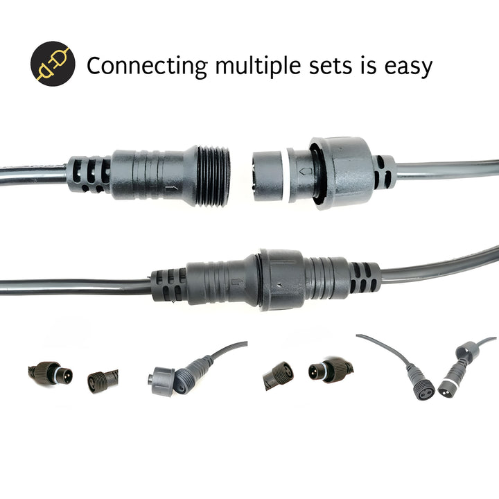 Outdoor Curtain Fairy Lights | 2m x 2m Black Rubber | Connectable | Pro Series