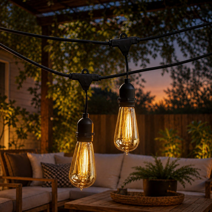 Festoon Lights | ST58 Amber Bulb | 10m 10 Bulbs | Drop Hang | Connectable