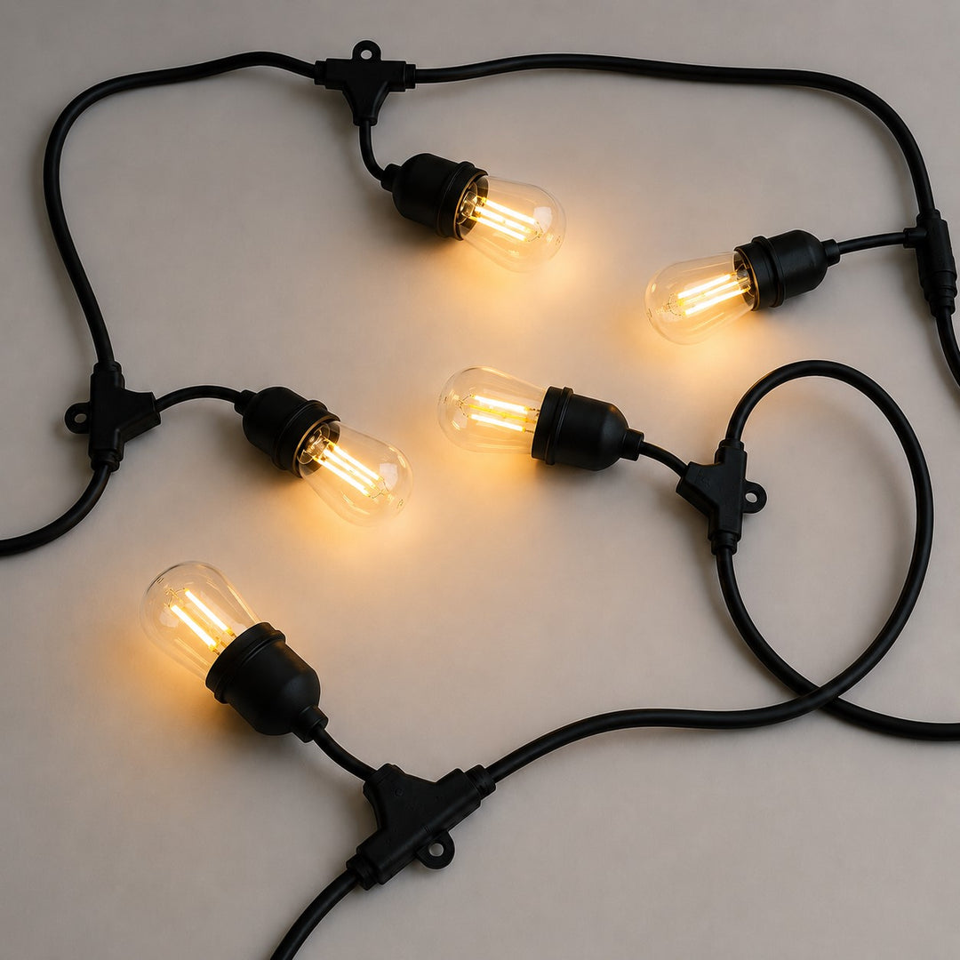 Festoon Lights | S14 Bulb | 10m Bulbs | Drop Hang | Connectable